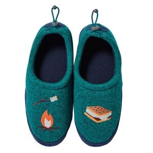 🌻NEW L.L. Bean Sweater Fleece Teal Blue S’mores Slippers Youth Kids Size 5-6